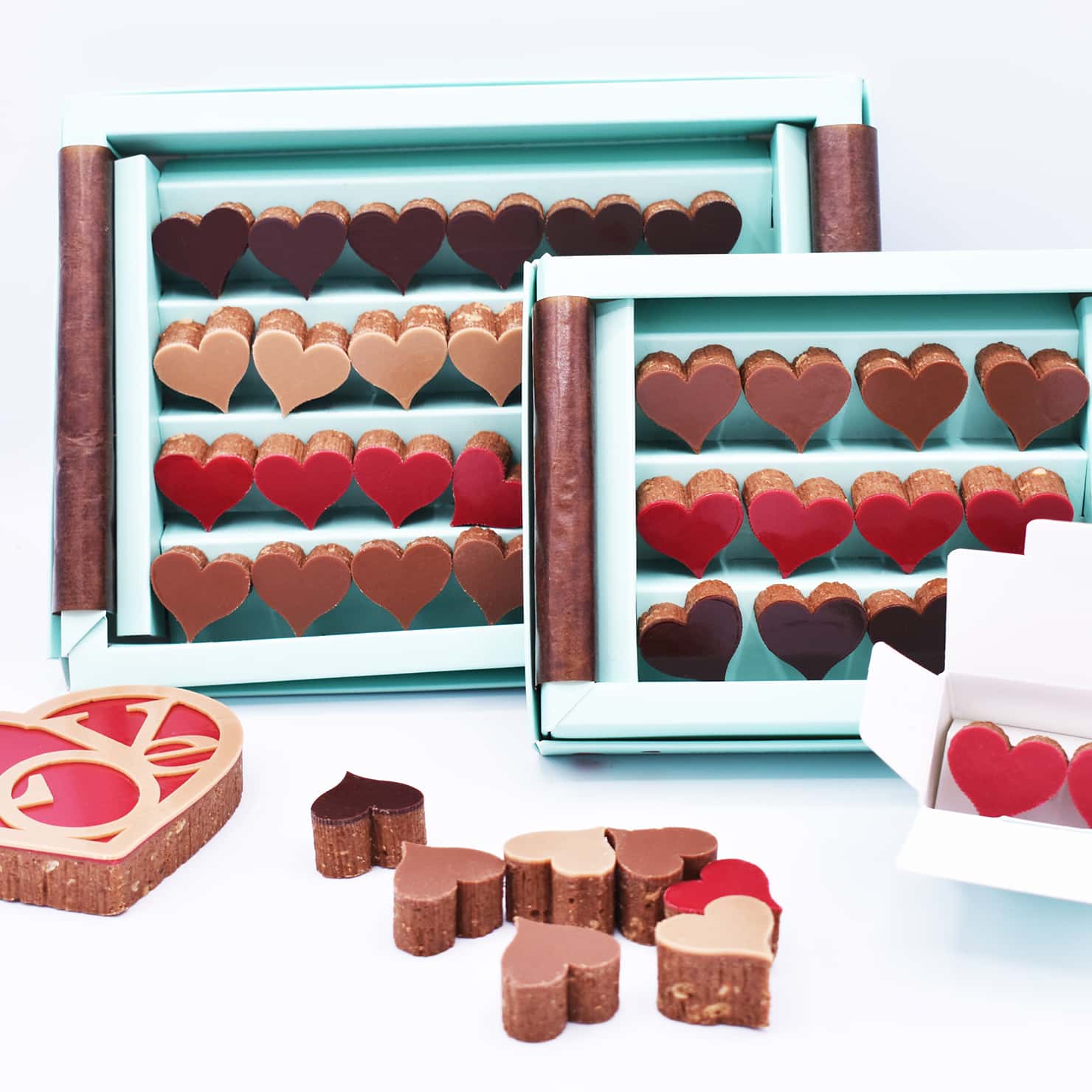 A l'occasion de la saint valentin, les petits coeurs en chocolat